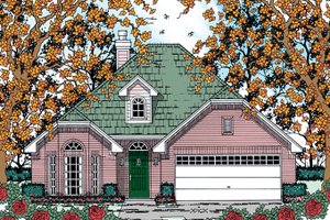 House Blueprint - Exterior - Front Elevation for Traditional House Plan #42-721 - 3 bed, 2 bath