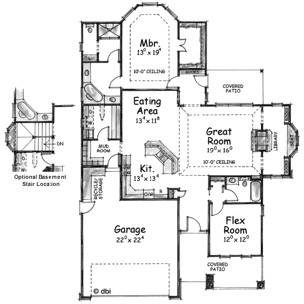 Architectural House Design - European Floor Plan - Main Floor Plan #20-1375