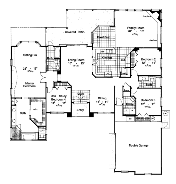 Architectural House Design - Mediterranean Floor Plan - Main Floor Plan #417-704