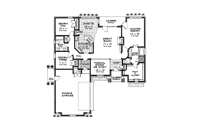 Architectural House Design - Floor Plan - Main Floor for European House Plan #310-1137 - 3 bed, 2 bath