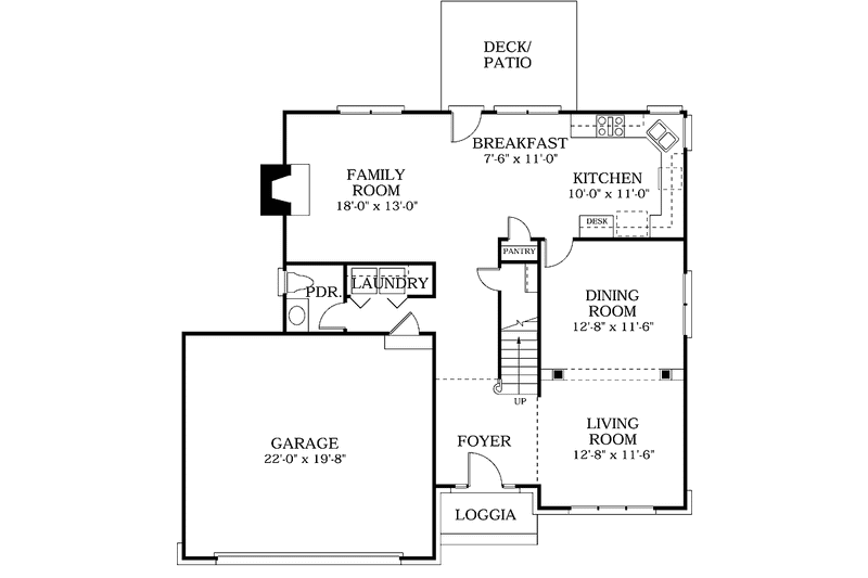Dream House Plan - Floor Plan - Main Floor for Colonial House Plan #453-130 - 3 bed, 2.5 bath