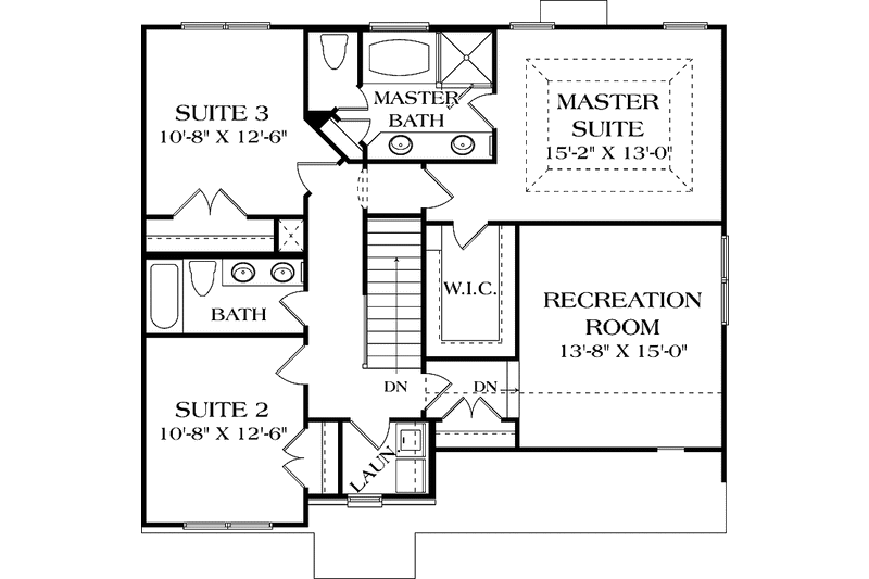Dream House Plan - Floor Plan - Upper Floor for Traditional House Plan #453-502 - 3 bed, 2.5 bath