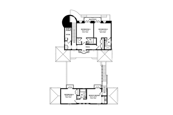 Floor Plan - Upper Floor for Mediterranean House Plan #1058-17 - 5 bed, 4 bath