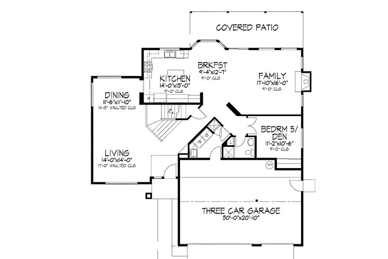 Home Plan - Floor Plan - Main Floor for Mediterranean House Plan #320-976 - 4 bed, 3 bath