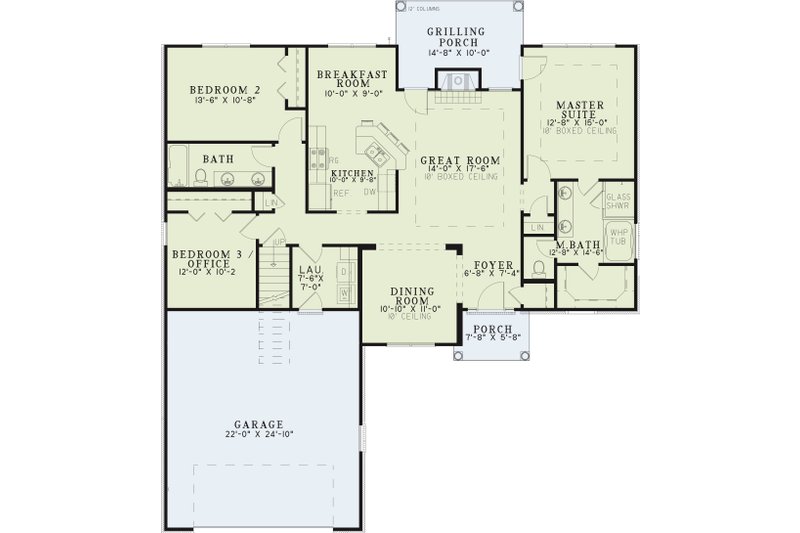 Dream House Plan - Floor Plan - Main Floor for Ranch House Plan #17-3324 - 3 bed, 2 bath