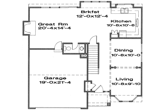 Floor Plan - Main Floor for Traditional House Plan #6-115 - 4 bed, 2.5 bath