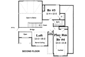 Floor Plan - Upper Floor for European House Plan #329-105 - 4 bed, 3.5 bath