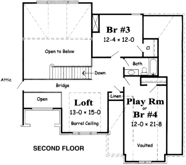 European Floor Plan - Upper Floor Plan #329-105