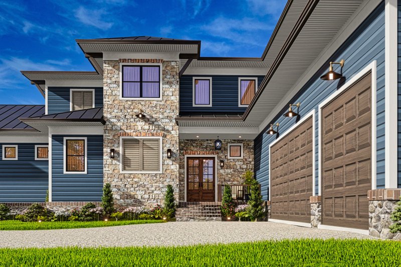 Home Plan - Exterior - Front Elevation 4 for Prairie House Plan #54-573 - 5 bed, 5.5 bath