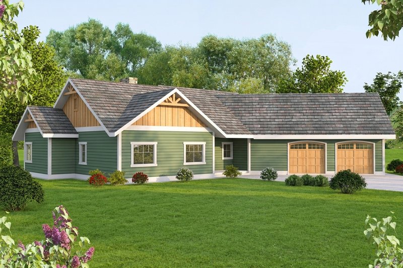 Exterior - Front Elevation for Bungalow House Plan #117-713 - 3 bed, 2.5 bath