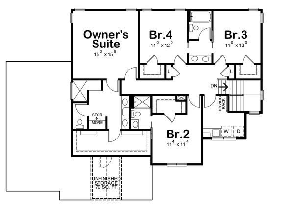 Architectural House Design - Craftsman Floor Plan - Upper Floor Plan #20-2328