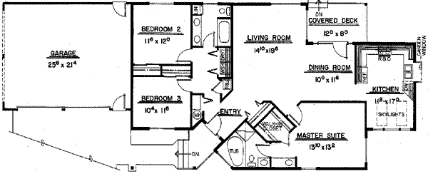 House Design - Ranch Floor Plan - Main Floor Plan #60-114