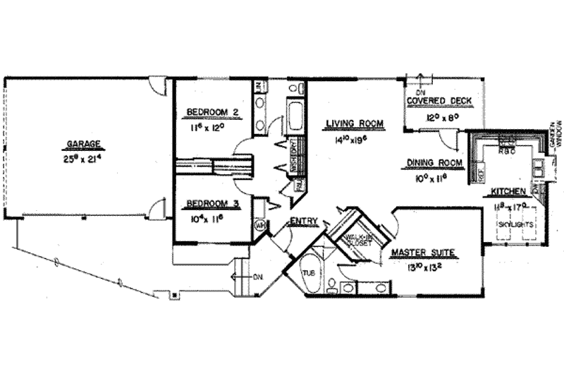 Home Plan - Floor Plan - Main Floor for Ranch House Plan #60-114 - 3 bed, 2 bath