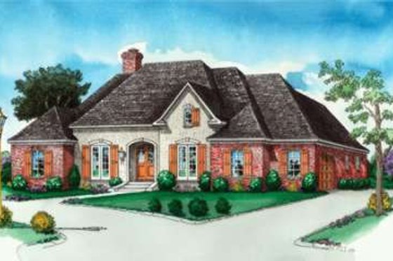 Exterior - Front Elevation for European House Plan #16-295 - 4 bed, 3 bath