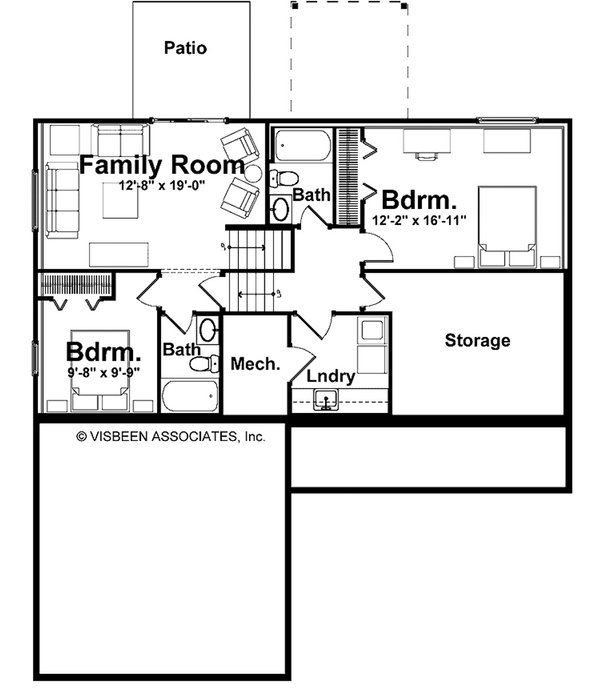 Architectural House Design - Floor Plan - Lower Floor for Farmhouse House Plan #928-427 - 3 bed, 3 bath