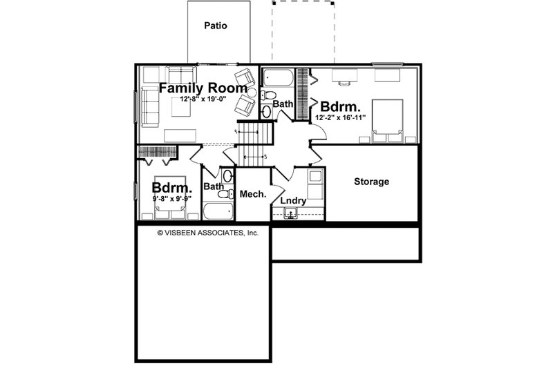 Architectural House Design - Floor Plan - Lower Floor for Farmhouse House Plan #928-427 - 3 bed, 3 bath