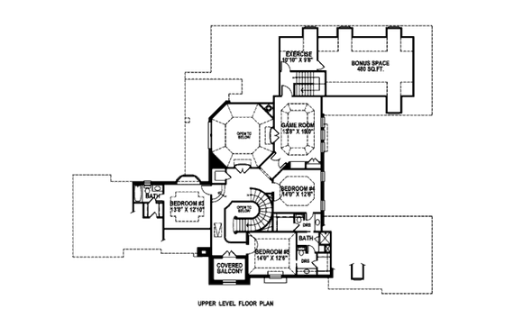 Floor Plan - Upper Floor for European House Plan #141-289 - 5 bed, 4.5 bath