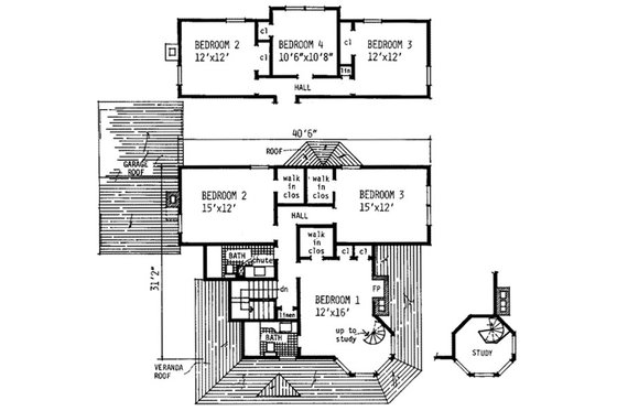 Floor Plan - Upper Floor for Victorian House Plan #315-103 - 4 bed, 2.5 bath