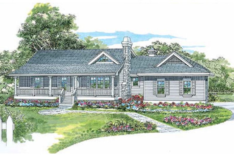 Exterior - Front Elevation 2 for Ranch House Plan #47-328 - 3 bed, 2 bath