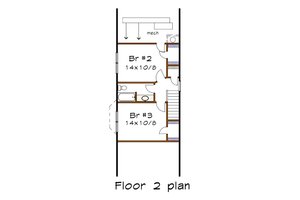 Floor Plan - Upper Floor for Bungalow House Plan #79-175 - 3 bed, 2 bath