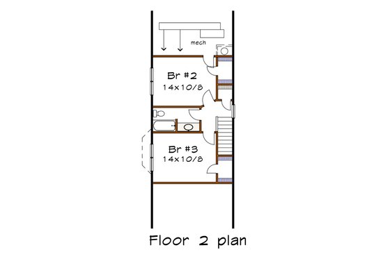 Floor Plan - Upper Floor for Bungalow House Plan #79-175 - 3 bed, 2 bath