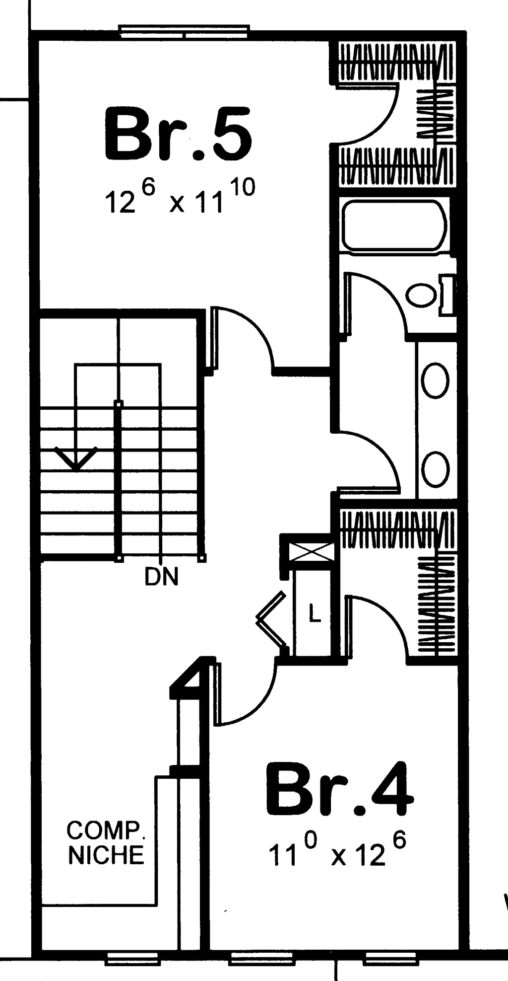 Floor Plan - Upper Floor for Cottage House Plan #20-874 - 4 bed, 3 bath