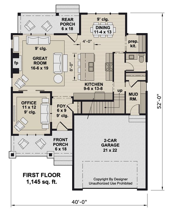 Craftsman Floor Plan - Main Floor Plan #51-1376