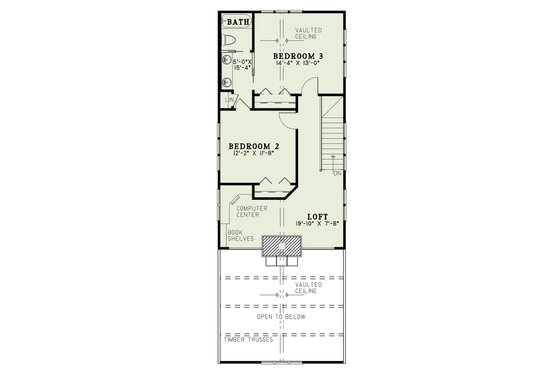 Floor Plan - Upper Floor for Cabin House Plan #17-3303 - 3 bed, 2.5 bath
