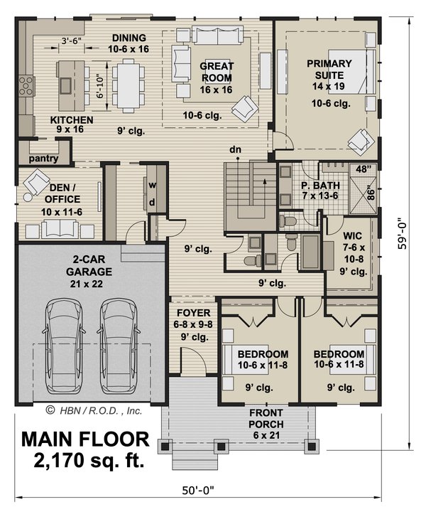 Farmhouse Floor Plan - Main Floor Plan #51-1327