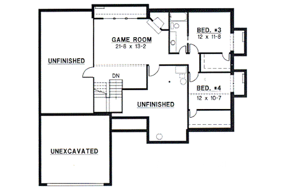 Floor Plan - Lower Floor for Traditional House Plan #67-323 - 4 bed, 3 bath