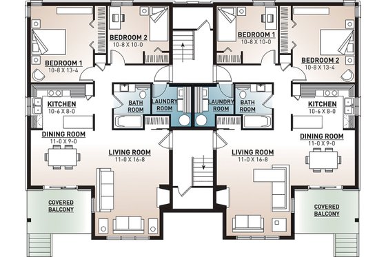 Floor Plan - Lower Floor for European House Plan #23-2050 - 2 bed, 1 bath