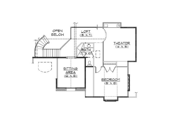 Floor Plan - Upper Floor for European House Plan #5-408 - 5 bed, 4.5 bath