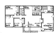 Ranch Style House Plan - 3 Beds 1 Baths 1089 Sq/Ft Plan #47-364 