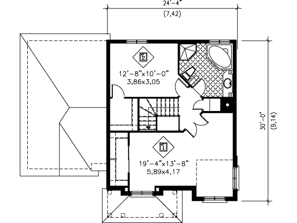 European Floor Plan - Upper Floor Plan #25-4182