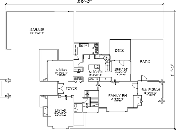 Architectural House Design - Traditional Floor Plan - Main Floor Plan #320-341