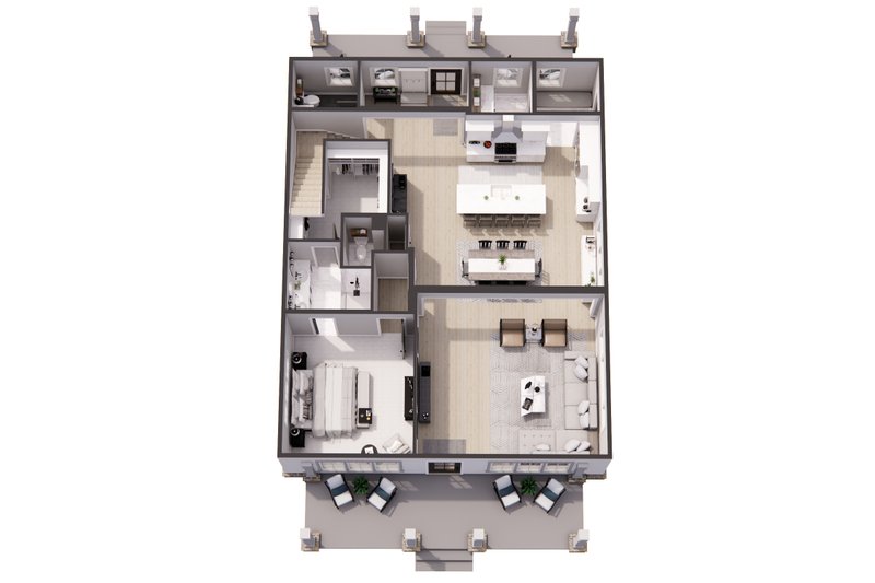 Dream House Plan - Floor Plan - Main Floor 1 for Farmhouse House Plan #51-1265 - 3 bed, 3.5 bath