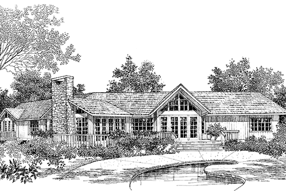 Exterior - Rear Elevation for Ranch House Plan #929-455 - 3 bed, 2 bath