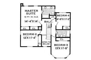 Floor Plan - Upper Floor for Victorian House Plan #3-276 - 4 bed, 2.5 bath