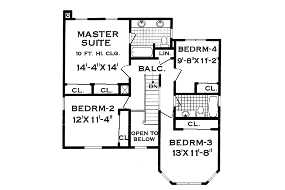 Floor Plan - Upper Floor for Victorian House Plan #3-276 - 4 bed, 2.5 bath