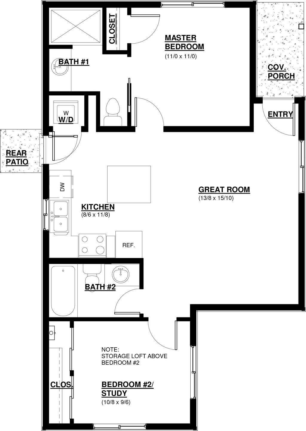 Craftsman Style House Plan - 2 Beds 2 Baths 800 Sq/Ft Plan #895-97 -  Houseplans.Com