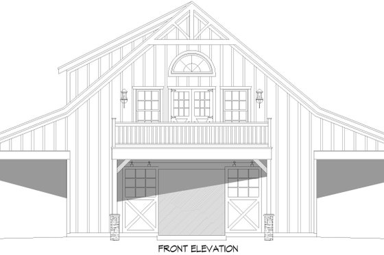 Exterior - Front Elevation 3 for Barndominium House Plan #932-696 - 2 bed, 3 bath