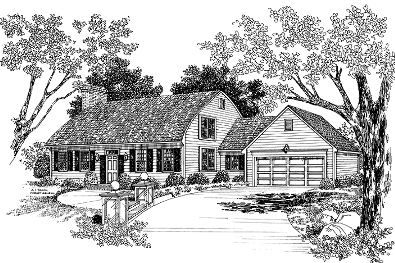 House Blueprint - Colonial Exterior - Front Elevation Plan #72-677