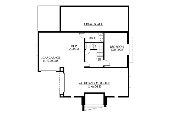 Floor Plan - Lower Floor for European House Plan #132-453 - 4 bed, 4 bath