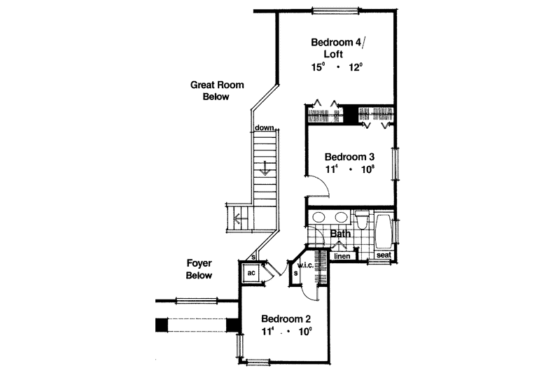 Home Plan - Floor Plan - Upper Floor for Mediterranean House Plan #417-489 - 4 bed, 2.5 bath