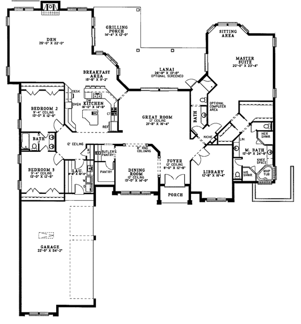 Home Plan - Mediterranean Floor Plan - Main Floor Plan #17-3035