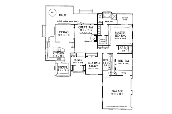 Floor Plan - Main Floor for Ranch House Plan #929-166 - 3 bed, 2 bath