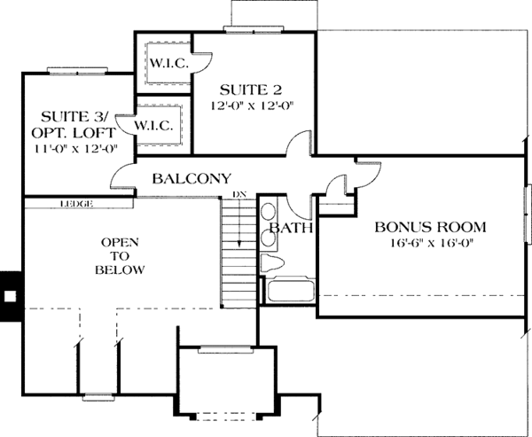 House Design - Traditional Floor Plan - Upper Floor Plan #453-100