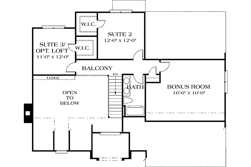 House Blueprint - Floor Plan - Upper Floor for Traditional House Plan #453-100 - 3 bed, 2.5 bath