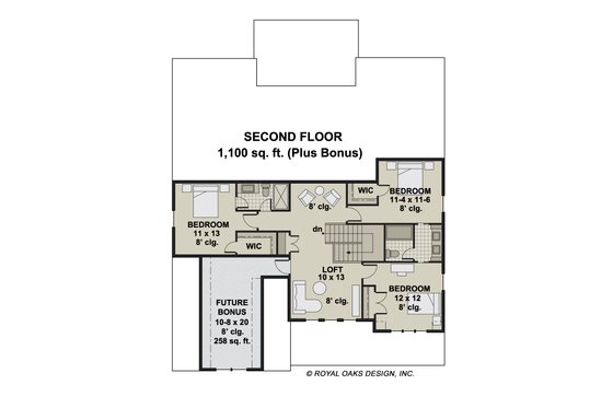 Floor Plan - Upper Floor for Farmhouse House Plan #51-1213 - 4 bed, 3.5 bath