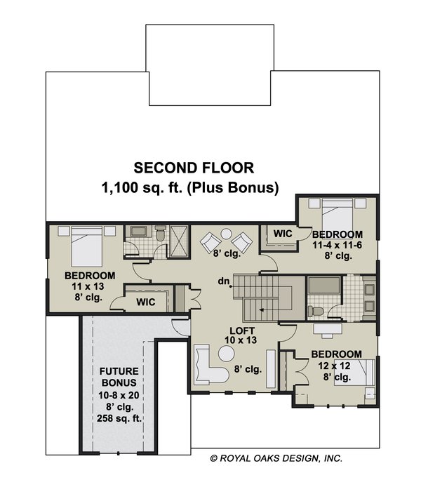 Farmhouse Floor Plan - Upper Floor Plan #51-1213